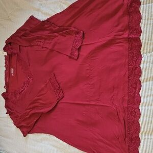 NWT Womens 3X Beet Red LS Night Gown By Adore Me